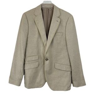 CIRCLE OF GENTLEMEN Harley Slim Blazer Silk Wool Natural Men 40R‎ Piping